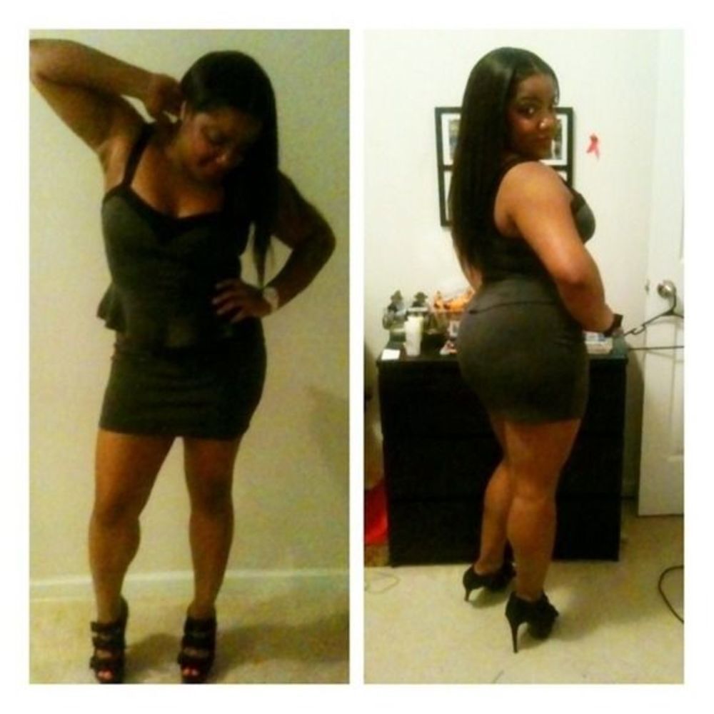 Gray and black peplum dress.